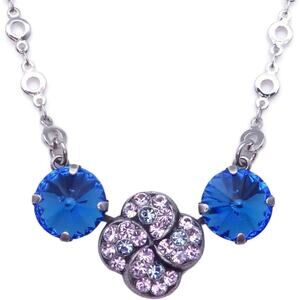 Mariana Electric Blue Silver Necklace Blue Purple Quatrefoil & Rivoli 1163 NWT